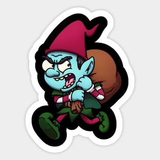 Evil Christmas Elf Stealing Presents Sticker